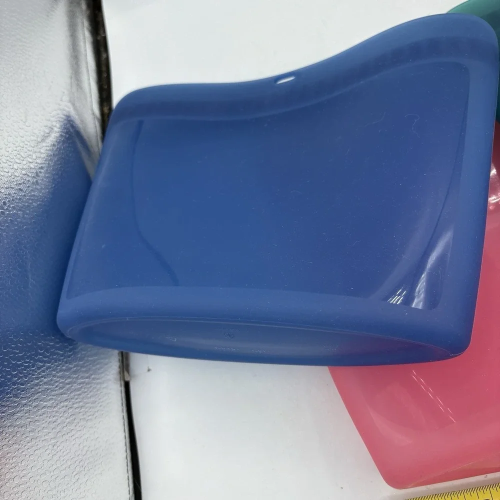 Tupperware Ultimate Silicone Bags Snack Microwavable Pink Blue Green Lot of 3